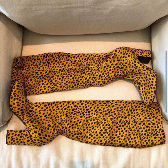 NWOT AGL Leopard Print Calf Skin Over The Knee Boots - Picture 3 of 11